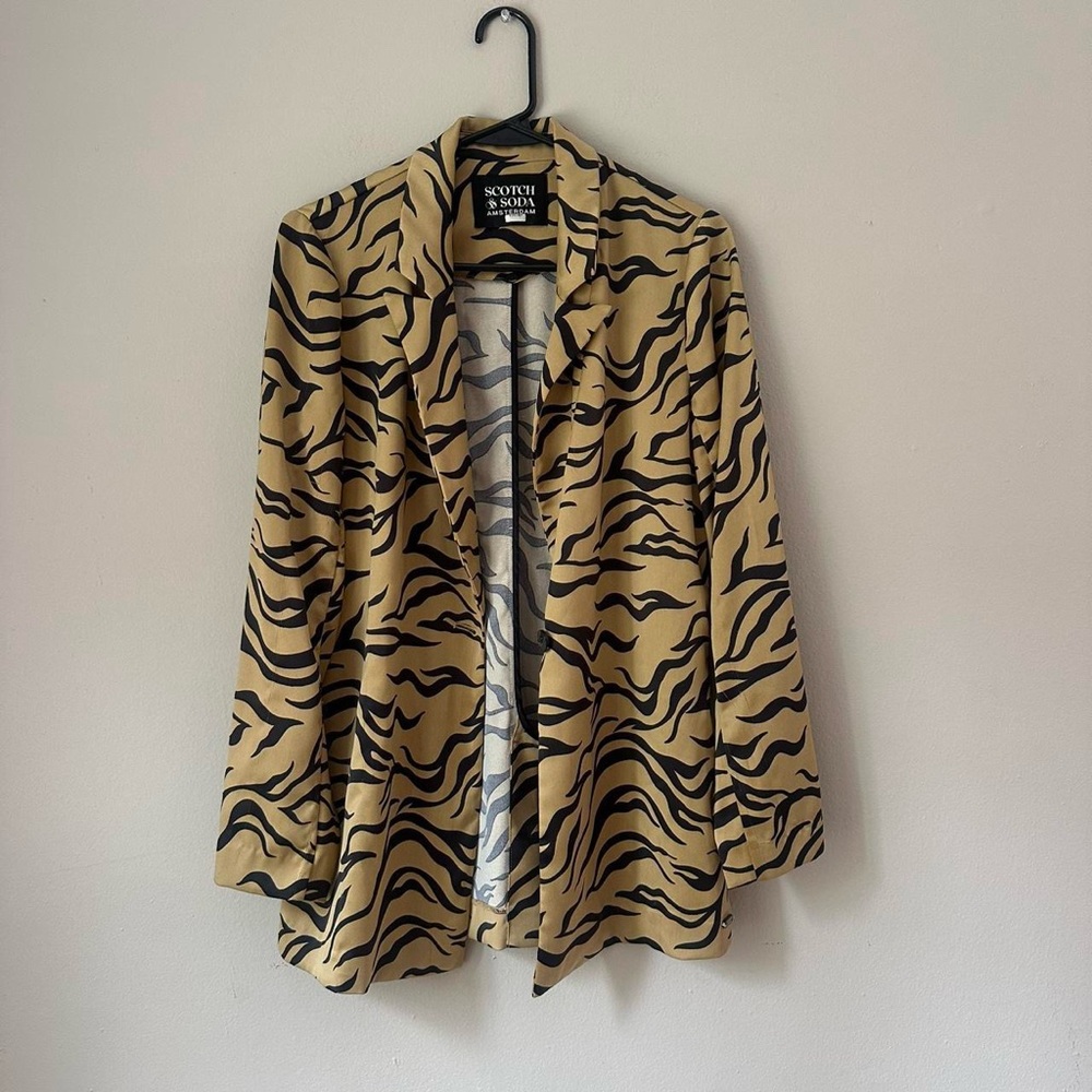 Scotch & Soda Tan and Black Animal Print Blazer